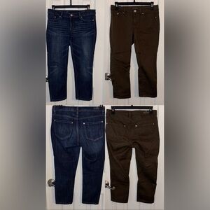 LC Lauren Conrad Women's Ankle & Cropped Jeans - Denim & Olive Green size 4